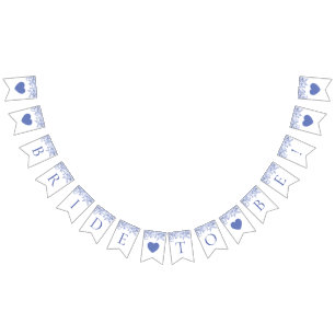 Vintage Blue Floral Bride to Be Bunting Banner