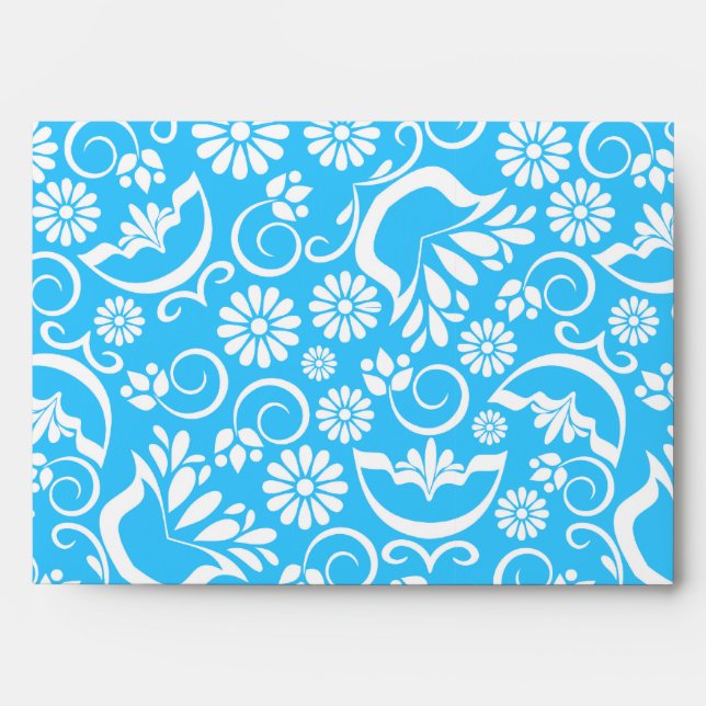 Vintage Blue floral Envelope (Front)