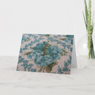 Vintage Blue Floral Fabric Card
