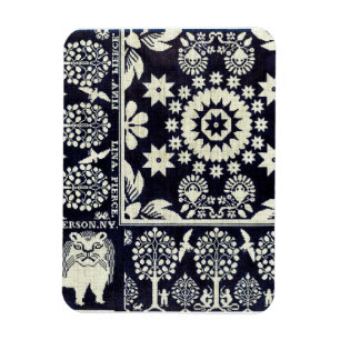 vintage blue floral flowers fabric textile art magnet
