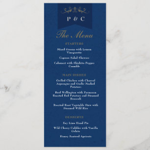 Vintage Blue Floral Library Book Cover Wedding Menu