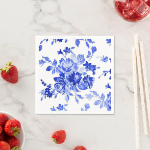 Vintage blue floral pattern napkin