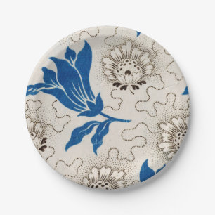 Vintage Blue Floral Pattern    Paper Plates