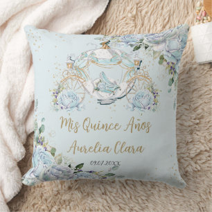 Vintage Blue Floral Princess Quinceañera Keepsake Cushion