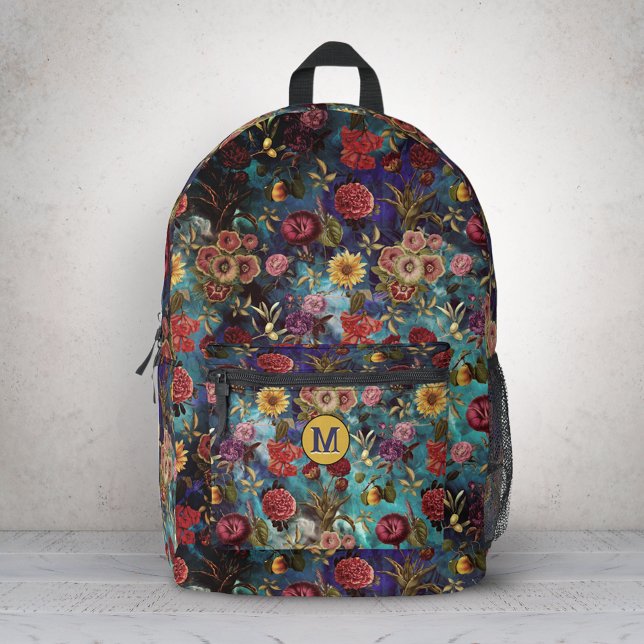Vintage blue Floral Printed Backpack (Creator Uploaded)