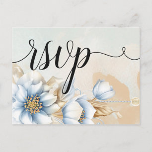 Vintage Blue floral   RSVP Invitation Postcard