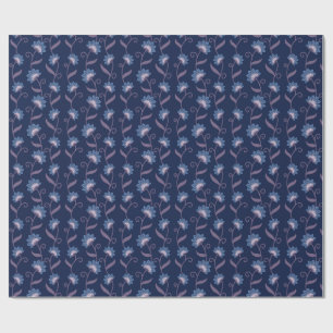 Vintage Blue Floral Seamless Pattern Gift Wrap
