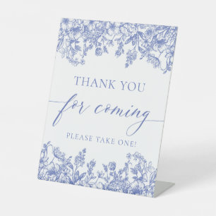 Vintage Blue Floral Thank You For Coming Sign