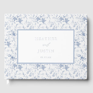 Vintage Blue Floral Toile Classic Wedding Guest Book