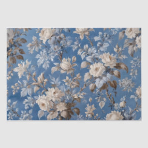 Vintage Blue Floral toile de jouy Tissue Paper