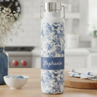 Vintage Blue Floral Toile Monogram