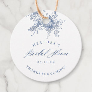 Vintage Blue Floral Victorian Bridal Shower Favour Tags