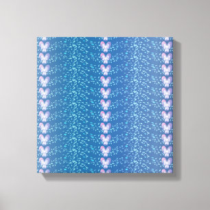 Vintage Blue Floral Violets wallpaper pattern Canvas Print