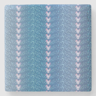 Vintage Blue Floral Violets wallpaper pattern Stone Coaster