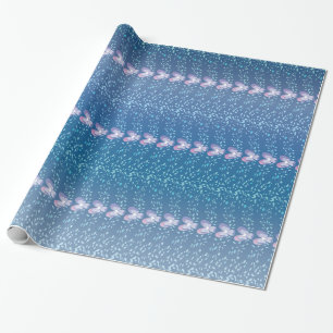 Vintage Blue Floral Violets wallpaper pattern Wrapping Paper