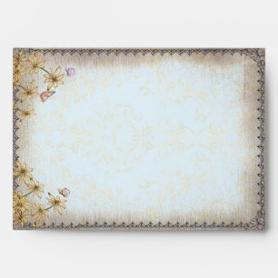 Vintage Blue Floral Wedding Envelopes