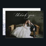 Vintage Blue Floral Wedding Photo Thank You Card<br><div class="desc">Vintage Chinoiserie Blue Floral,  wedding photo thank you card. Features,  single full bleed front photo with thank you script overlay.</div>