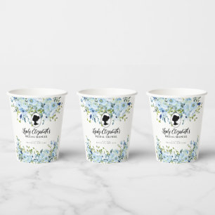 Vintage Blue Florals Regency Society Bridal Shower Paper Cups
