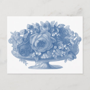 Vintage Blue Flower Arrangement Postcard