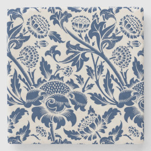 Vintage Blue Flower Pattern Stone Coaster