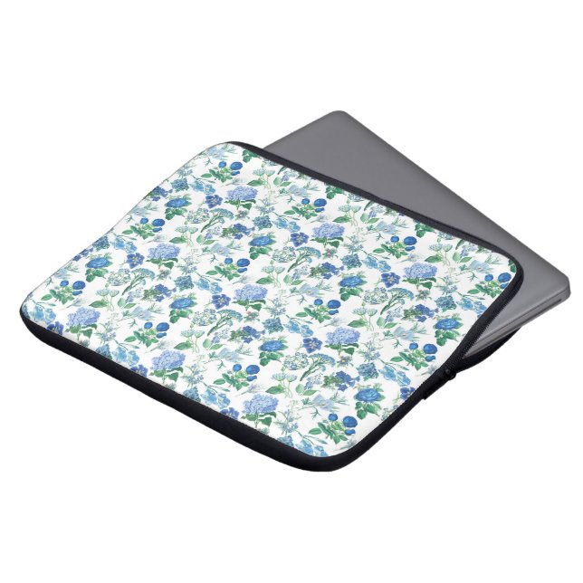 Vintage Blue Flowers Notebook Laptop Sleeve (Front Top)