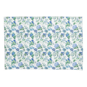 Vintage Blue Flowers Pillow Case