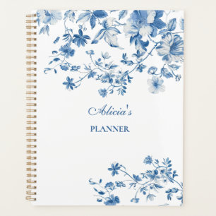 Vintage Blue Flowers Toile de Jouy Planner