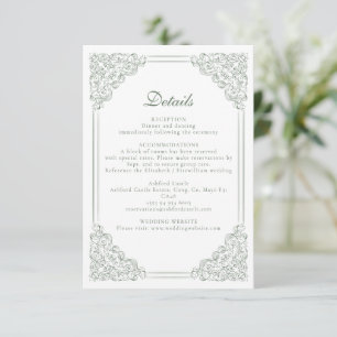 Vintage Blue Frame Elegant Wedding Details Enclosure Card