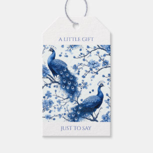 Vintage Blue French Chinoiserie Peacock Floral Gift Tags