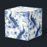 Vintage Blue French Chinoiserie Watercolor Peacock Favour Box<br><div class="desc">This vintage-inspired blue French chinoiserie favour box features a detailed watercolor peacock, perfect for weddings and special events. The elegant design allows space for the couple's names, wedding date, and a personal message, making it a stylish addition to your wedding favour collection. If you need assistance with customising this item,...</div>
