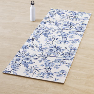 Vintage Blue French Country Toile Floral Yoga Mat