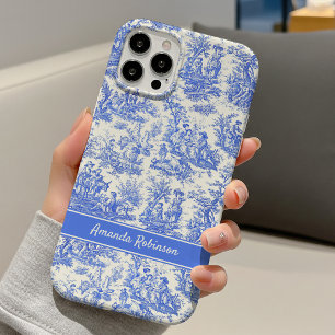 Vintage Blue French Pastoral Toile de Jouy iPhone 16 Case