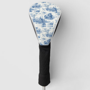 Vintage blue french toile de Jouy Floral pattern Golf Head Cover