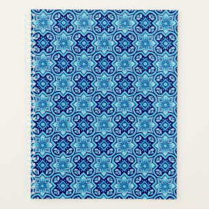 Vintage Blue Geometric Floral Pattern Planner