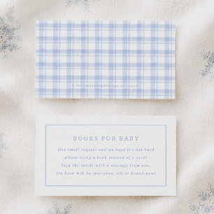 Vintage Blue Gingham Baby Shower Book For Baby Enclosure Card