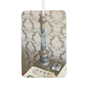 Vintage blue glass candleholder car air freshener