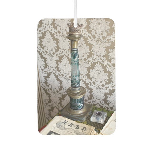 Vintage blue glass candleholder car air freshener (Front)