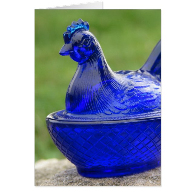Vintage Blue Glass Hen (Front)
