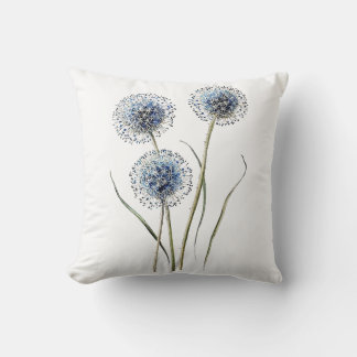 Vintage Blue Globe Thistle Illustration Cushion