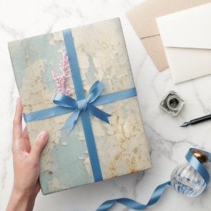 Vintage Blue Gold Grunge Pattern Wrapping Paper