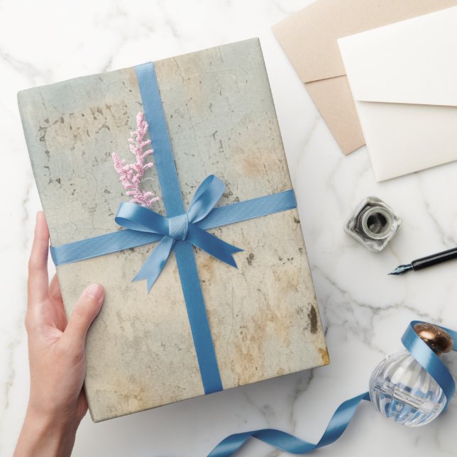 Vintage Blue Gold Grunge Pattern  Wrapping Paper (Gifting)
