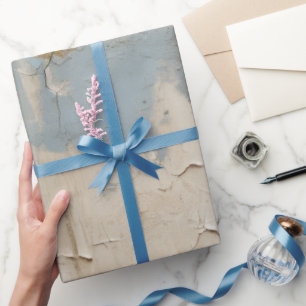 Vintage Blue Gold Grunge Pattern Wrapping Paper