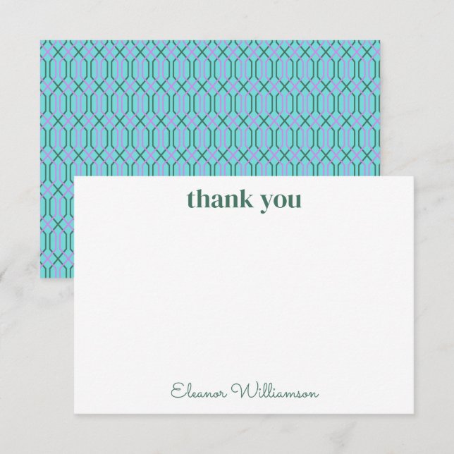 Vintage Blue Green Bridal Shower Custom Thank You (Front/Back)