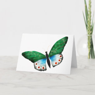 Vintage Blue Green Butterfly Illustration Card