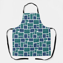 Vintage Blue Green Fish Pattern