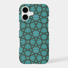 Vintage Blue Grey Arabic Egypt Geometric Pattern