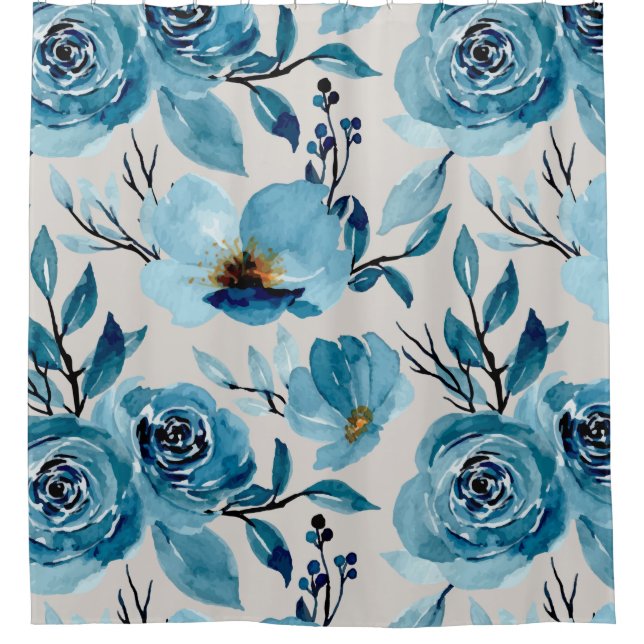 Vintage blue grey Shower Curtain  (Front)