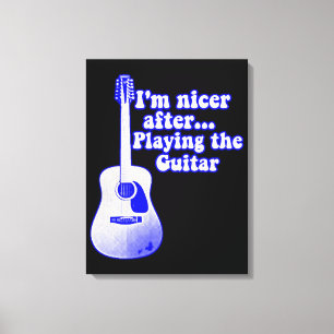 Vintage blue guitar with a positive quote canvas print