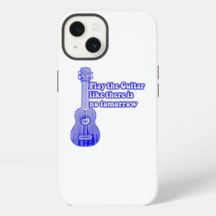 Vintage blue guitar with inspirational words iPhone 13 case