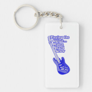 Vintage blue guitar with motivational words key ring